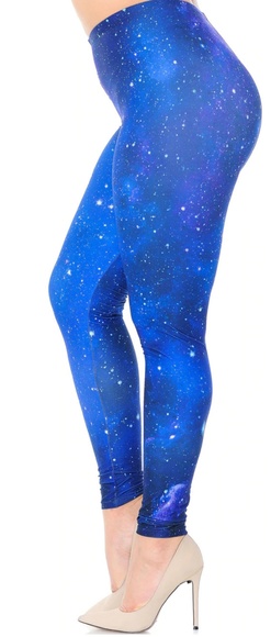 Blue Galaxy Plus Size Leggings One Size. - Picture 2 of 4